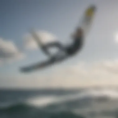 Kiteboarder performing tricks with a hydrofoil