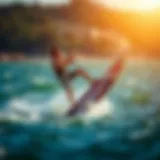 Dynamic view of the Airush kiteboard on water