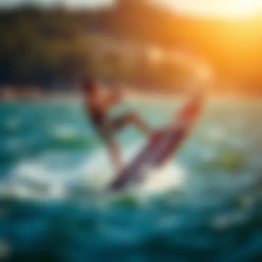 Dynamic view of the Airush kiteboard on water