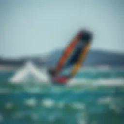 A dynamic kiteboarding scene showcasing the latest Airush kite in action on the water