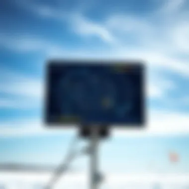 Weather radar screen displaying wind patterns Weather radar screen displaying wind patterns