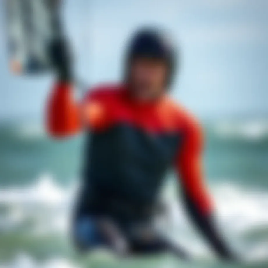 High-performance wetsuit for kiteboarding in action