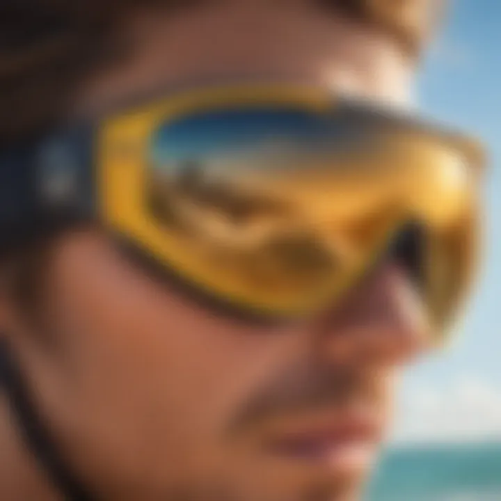 Close-up of high-performance kitesurfing sunglasses