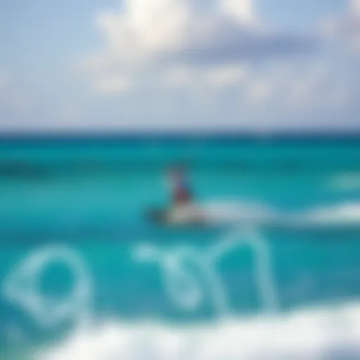 Kiteboarding in Stunning Waters Kiteboarder gliding over turquoise waters