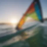 Detailed view of a kiteboarding foil's wing structure