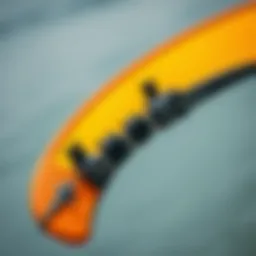 A detailed view of a traction kite showcasing its design and construction.