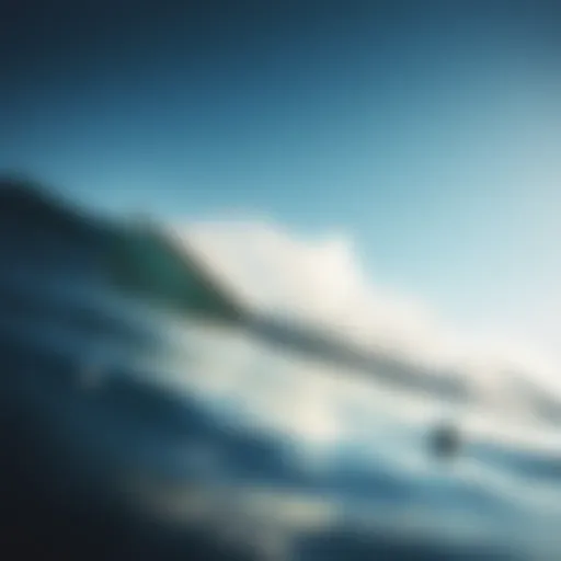 A dynamic shot of a water foil surfboard gliding effortlessly above the water surface