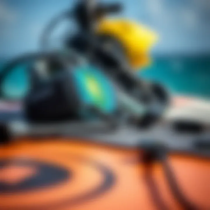 Close-up of a hydrofoiling setup showcasing essential gear for optimal performance
