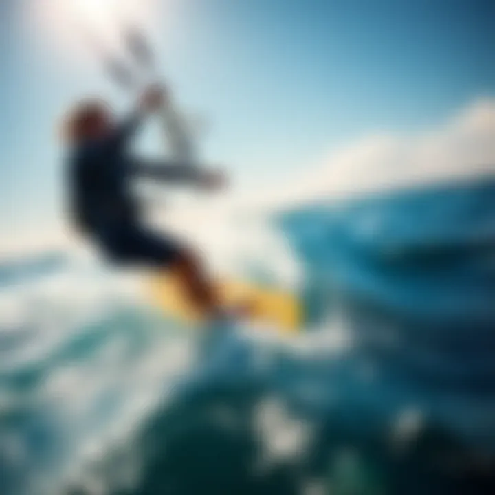 Kiteboarding enthusiast enjoying a thrilling ride on the waves