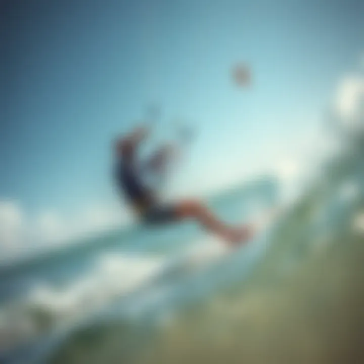 A serene training environment where beginners learn kitesurfing basics.