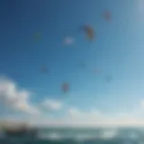 Vibrant kites soaring in a clear blue sky