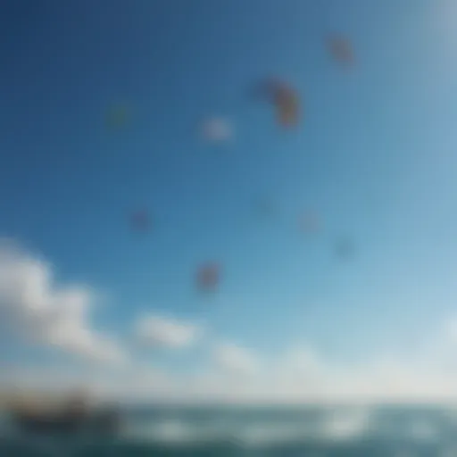 Vibrant kites soaring in a clear blue sky