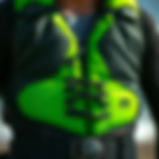 Detailed view of flotation vest design