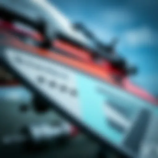 Detailed view of a kiteboarding foil kit showcasing its components