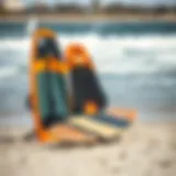 A high-quality kite board kit displayed on the beach