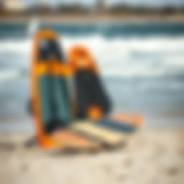A high-quality kite board kit displayed on the beach