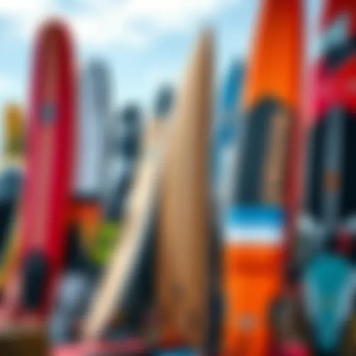 Variety of kitesurfing boards showcasing different styles