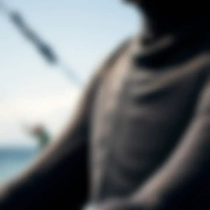 Close-up of wetsuit material showcasing flexibility and durability