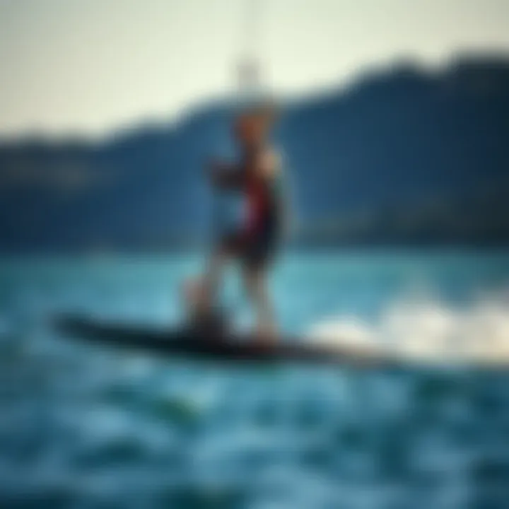 Assembled hydrofoil setup on water