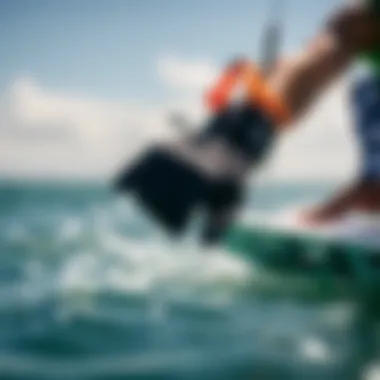 Dakine Charger Glove in Action on the Water The Dakine Charger Glove in action on the water during a kiteboarding session