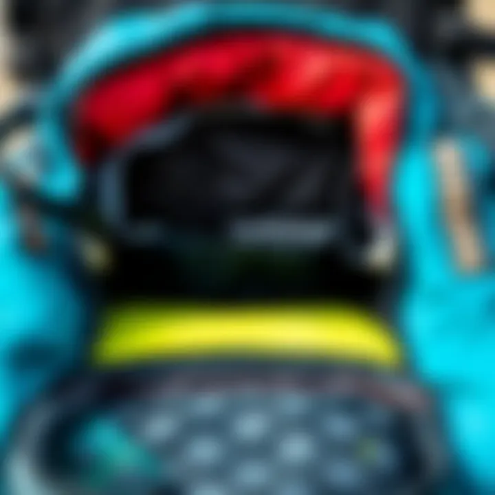 Functional compartments inside the Dakine kiteboard bag