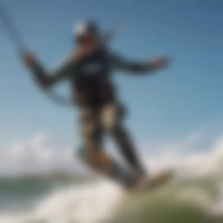 Rider showcasing skills with kiteboarding gear