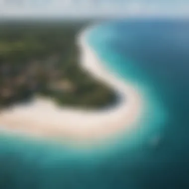 Aerial View of Diani Beach Breathtaking aerial view of Diani Beach showcasing its azure waters and white sandy shores.