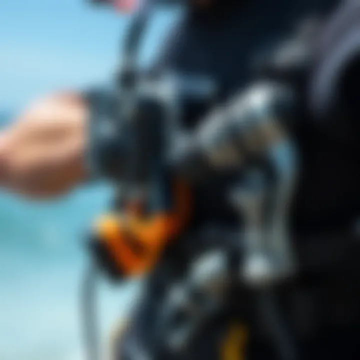 Close-up of drysuit technology