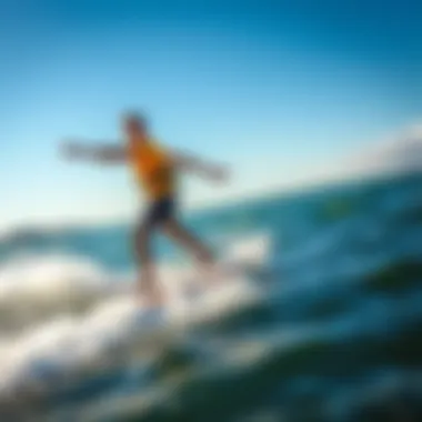 Thrilling Ride on an Efoil Board User enjoying a thrilling ride on an efoil board in dynamic conditions