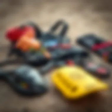 Kitesurfing Harness and Safety Gear Safety harness and accessories laid out