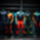 Various Kitesurf Wetsuit Types Diverse types of kitesurf wetsuits displayed