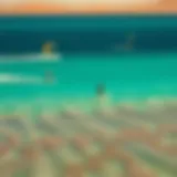 Aerial view of kiteboarders gliding over turquoise waters