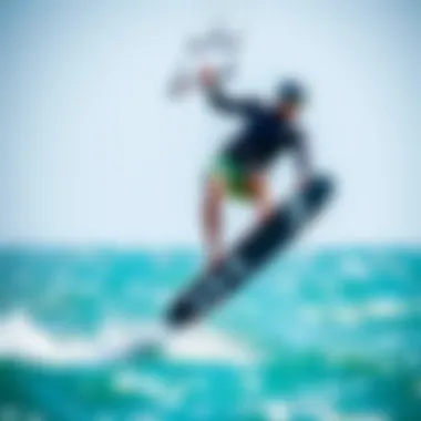 Kiteboarder Performing Advanced Maneuvers A kiteboarder showcasing advanced maneuvers with a hydrofoil board