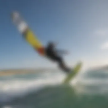 Dynamic view of a kiteboarding circle tail in action.