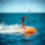 An electric foil board gliding effortlessly across the water