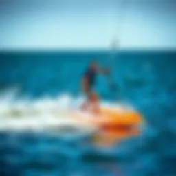 An electric foil board gliding effortlessly across the water