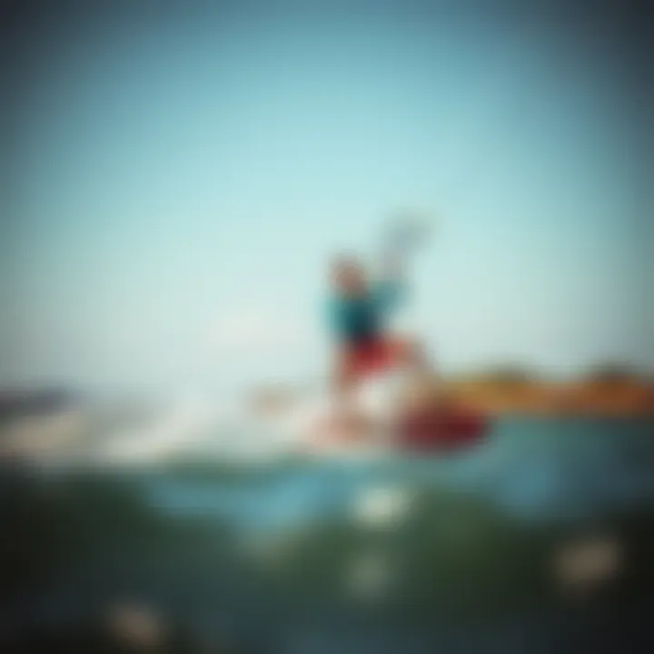 Action shot of kiteboarder using Dakine equipment on the water