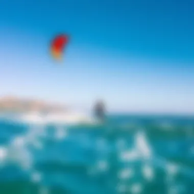 Kite Surfing Adventure in Southern California A breathtaking view of a kite surfer riding the waves off Southern California's coast