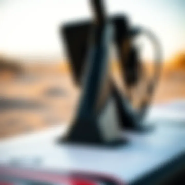 Close-up of the innovative design features of a foil surf machine