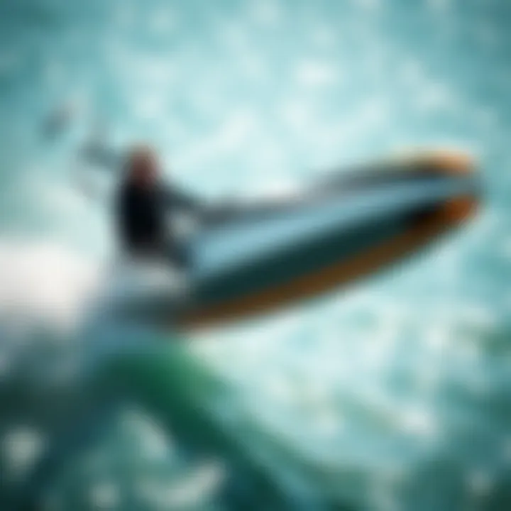 A futuristic foil surf machine gliding over crystal clear water