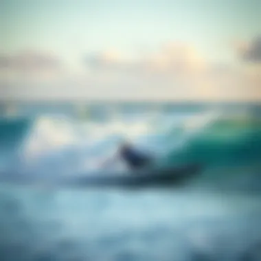 A serene beach setting highlighting the thrill of foil surfing