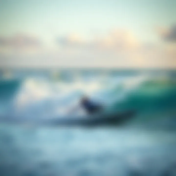 A serene beach setting highlighting the thrill of foil surfing