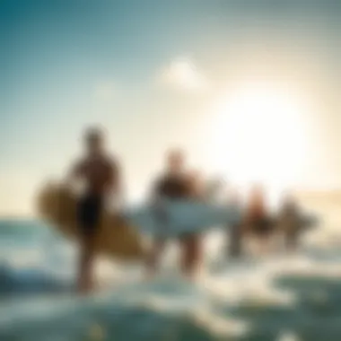 Group of enthusiasts engaging in foiling surfing community