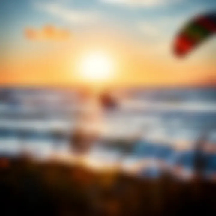 Scenic foiling surf location with stunning sunset