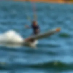 A hydrofoil surfboard gliding smoothly over water