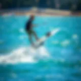 Hydrofoil Surfboard in Action Hydrofoil surfboard gliding above water