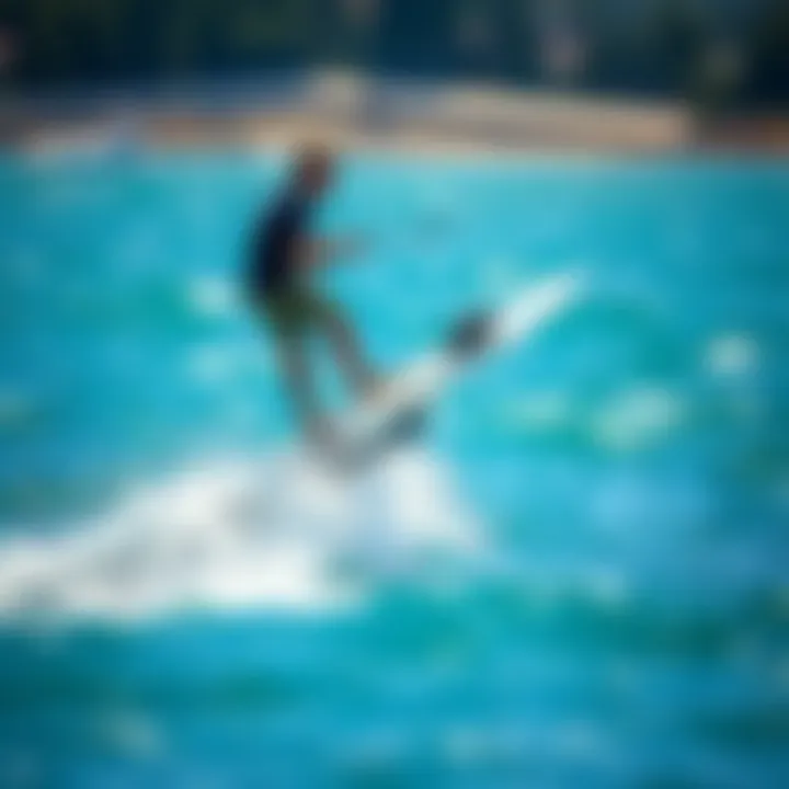 Hydrofoil Surfboard in Action Hydrofoil surfboard gliding above water