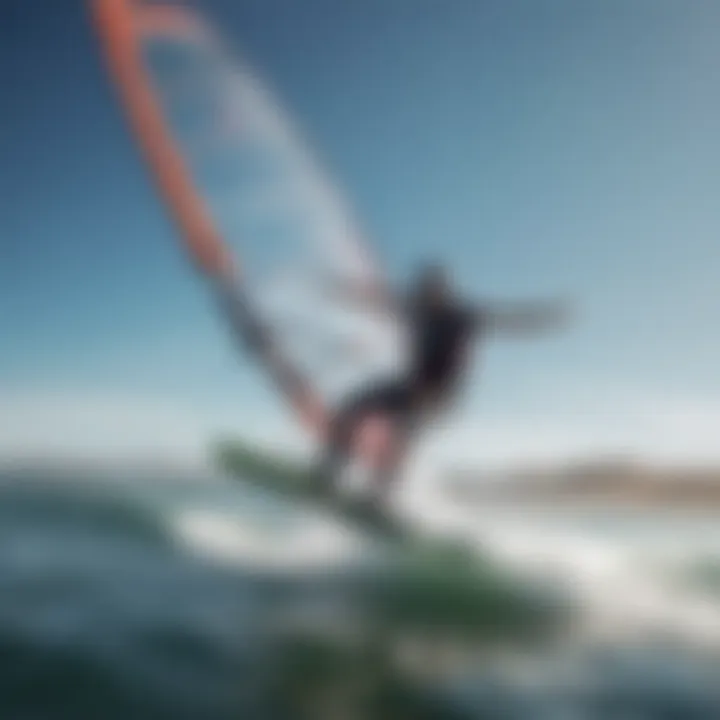 A skilled rider gliding over the water on a hydrofoil.