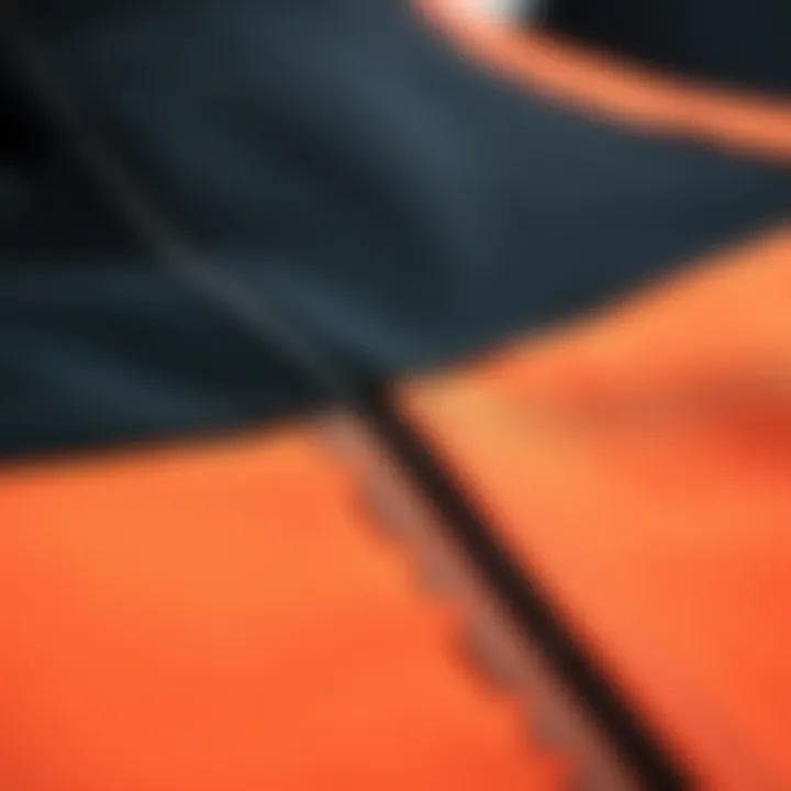 Close-up of wetsuit material and stitching