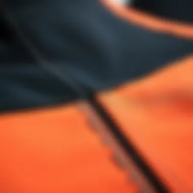 Detailed Look at Wetsuit Material Close-up of wetsuit material and stitching